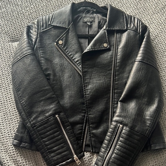 Topshop Jackets & Blazers - Topshop black faux leather jacket